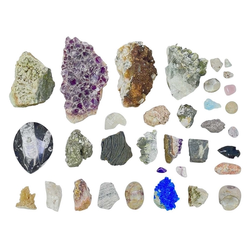 82 - A collection of approximately 50 mixed rock/mineral specimens. To include a large amethyst specimen,... 