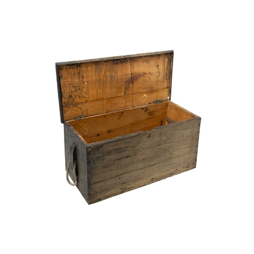 838 - A Victorian pine sea chest. With canted sides, fitted with rope handles and becketts, height 46cm, w... 