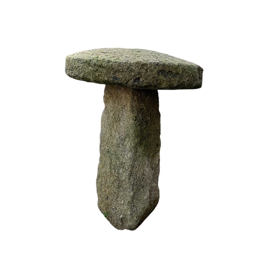867 - A granite staddle stone 'mushroom'. Height 70cm, diameter 51cm.