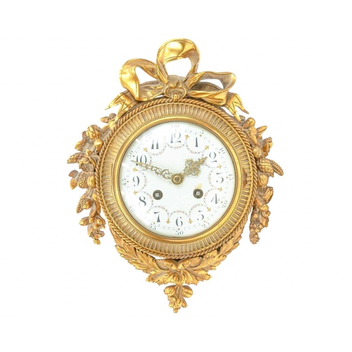 888 - A French ormolu cartel clock. 19th century, in the Louis XVI style, the drum movement stamped S Mart... 