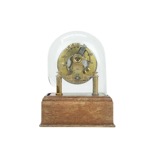 892 - A Eureka electric mantel clock. The 10cm cream enamel dial with Arabic numerals, the battery compart... 