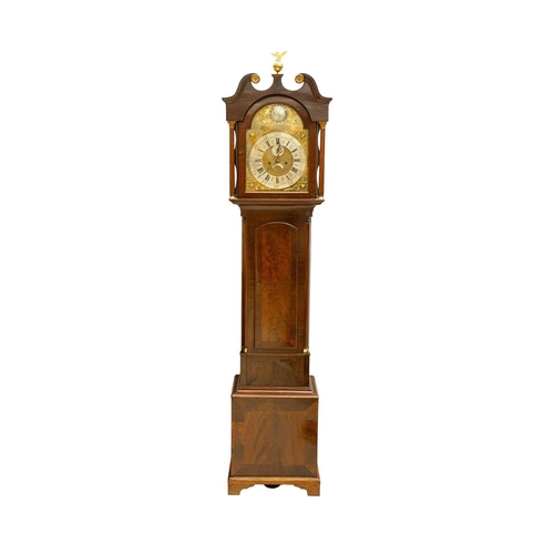902 - A late George III mahogany longcase clock. The arched brass 32cm dial with silvered chapter ring, ca... 