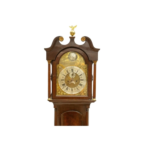 902 - A late George III mahogany longcase clock. The arched brass 32cm dial with silvered chapter ring, ca... 
