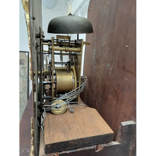 902 - A late George III mahogany longcase clock. The arched brass 32cm dial with silvered chapter ring, ca... 
