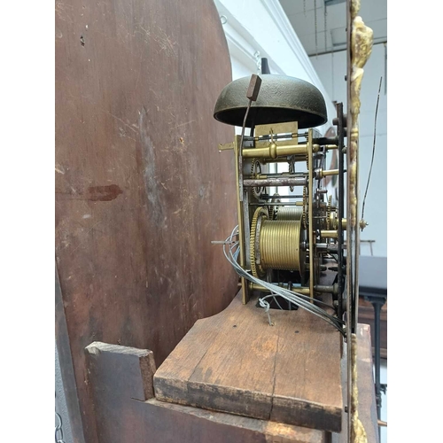 902 - A late George III mahogany longcase clock. The arched brass 32cm dial with silvered chapter ring, ca... 