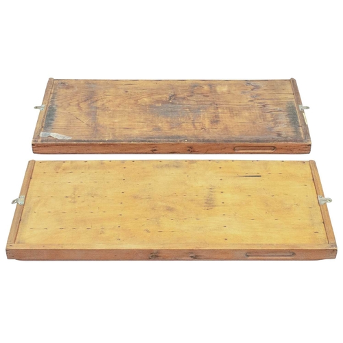 940 - Two letterpress printers trays. Brass and pine, both stamped with the makers 'Stephenson Blake Sheff... 