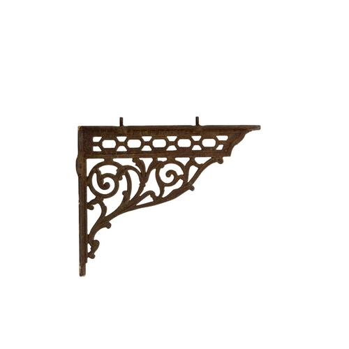 97 - A pair of Victorian cast iron shelf brackets. Height 28cm, depth 35cm.