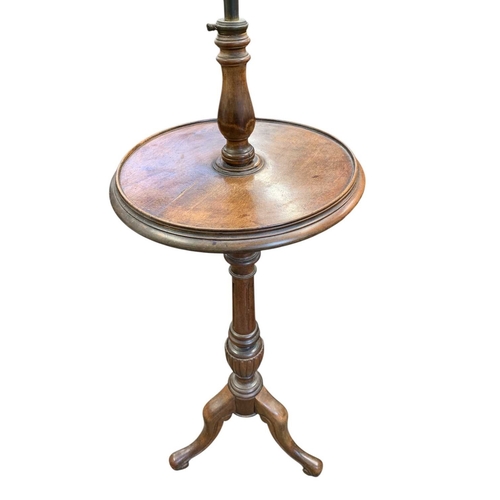 970 - A mahogany and stained beech tripod lamp table. Early 20th century, height 129cm, together with two ... 