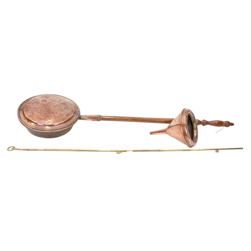98 - A collection of 19th century and later copper and brassware. Comprising a pierced brass footman or t... 