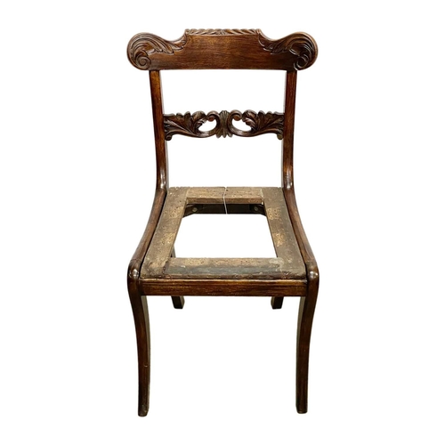 984 - A set of six Regency simulated rosewood dining chairs. With carved top and mid rails, drop-in seat f... 