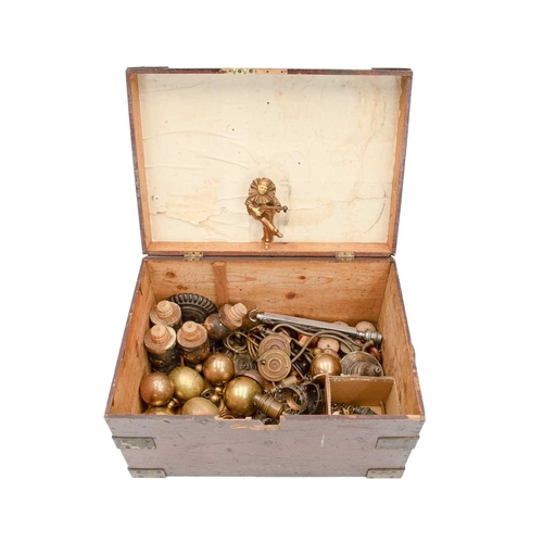 987 - A stained pine campaign style chest with architectural fittings. The plaque to the top reads W. Mars... 
