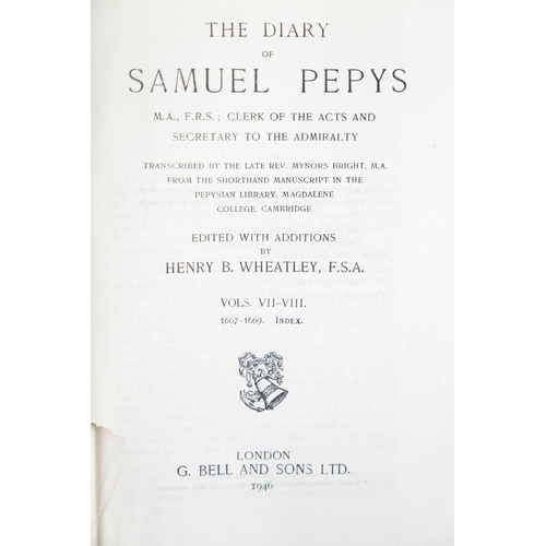 290 - (London) Ten works Henry B. Wheatley (ed). 'The Diary of Samuel Pepys,' thin paper edition, six volu... 