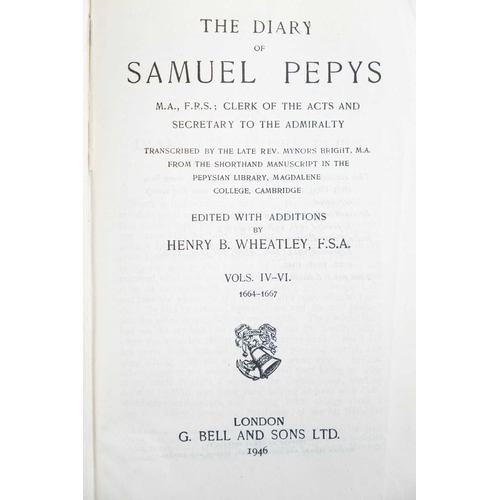 290 - (London) Ten works Henry B. Wheatley (ed). 'The Diary of Samuel Pepys,' thin paper edition, six volu... 