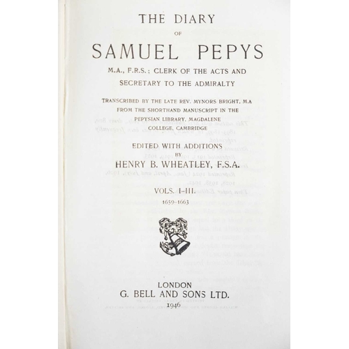 290 - (London) Ten works Henry B. Wheatley (ed). 'The Diary of Samuel Pepys,' thin paper edition, six volu... 