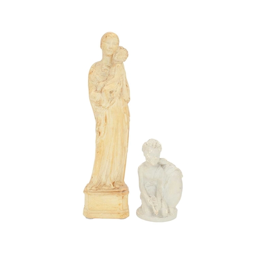 184 - David BURNS BROWN (Scottish, 1875 -1963). 'Mother and Child 1935'. Plaster maquette. Height 37.5cm, ... 