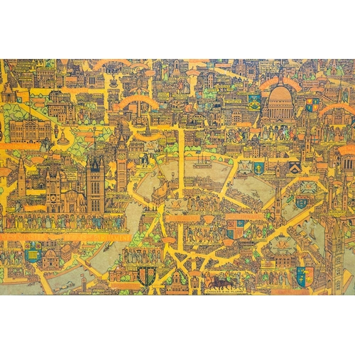 187 - Lee (Kerry), map of London, The Bastion of Liberty, circa 1950. Large colour photolithograph pictori... 