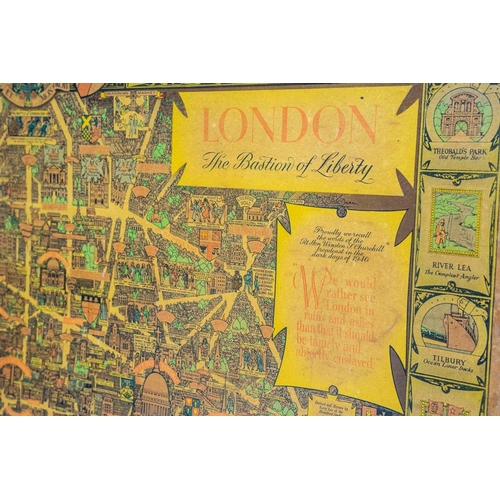 187 - Lee (Kerry), map of London, The Bastion of Liberty, circa 1950. Large colour photolithograph pictori... 