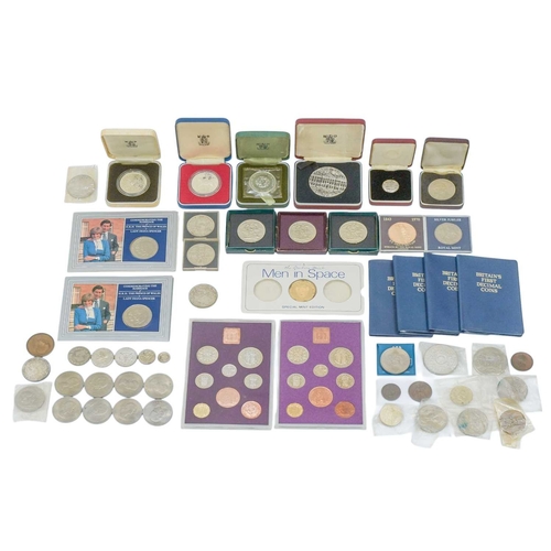 189 - Great Britain and World Coins including silver coins. Lot includes:Three silver proof cased Great Br... 
