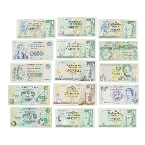 190 - Scottish, Channel Island and Isle of Man Bank Notes x15. Lot comprises: Royal Bank of Scotland £1 no... 