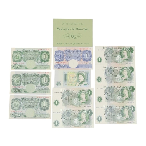 191 - English £1 Bank Notes x12. Lot comprises: Series A - Peppiatt, Beale and O'BrienPeppiatt blue wartim... 
