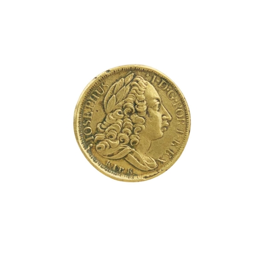 195 - George II Josephus I Portrait Double Joe Coin Weight Three Pound Twelve. Coin weight in nice conditi... 