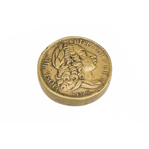195 - George II Josephus I Portrait Double Joe Coin Weight Three Pound Twelve. Coin weight in nice conditi... 