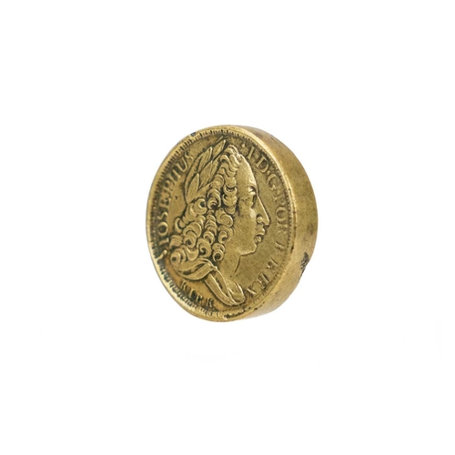 195 - George II Josephus I Portrait Double Joe Coin Weight Three Pound Twelve. Coin weight in nice conditi... 