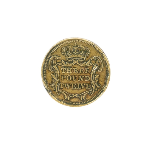 195 - George II Josephus I Portrait Double Joe Coin Weight Three Pound Twelve. Coin weight in nice conditi... 