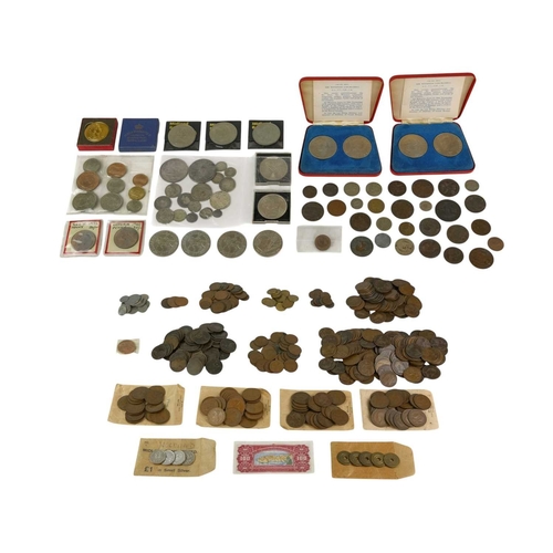 197 - Great Britain and Foreign Coinage including Silver in Cashtin and one other container. Lot includes ... 