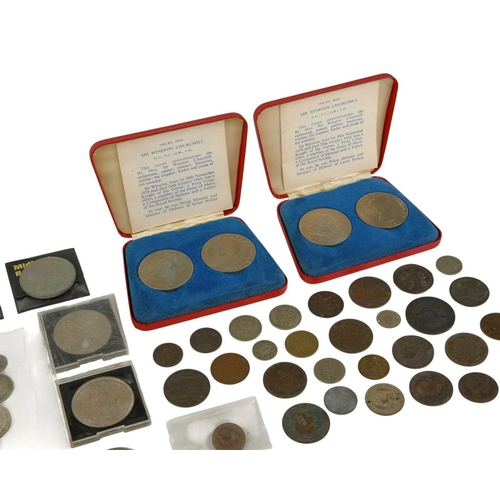 197 - Great Britain and Foreign Coinage including Silver in Cashtin and one other container. Lot includes ... 