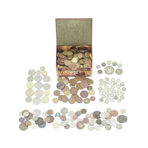 198 - Box Containing GB & World Coinage Including Silver. Small box containing quantity of GB coinage incl... 
