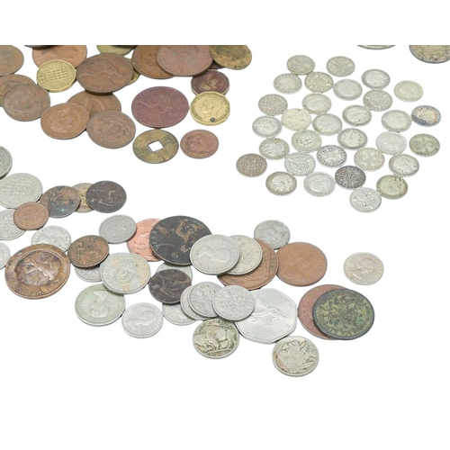 198 - Box Containing GB & World Coinage Including Silver. Small box containing quantity of GB coinage incl... 