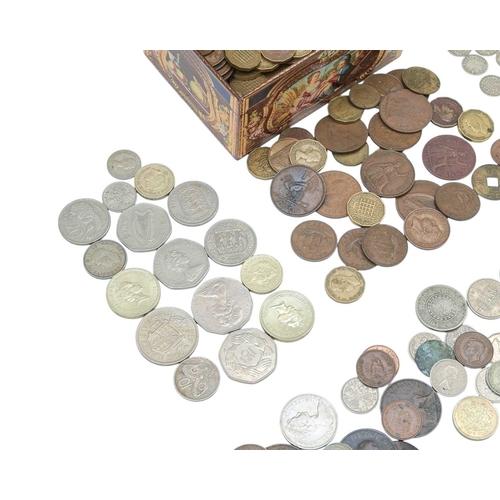 198 - Box Containing GB & World Coinage Including Silver. Small box containing quantity of GB coinage incl... 