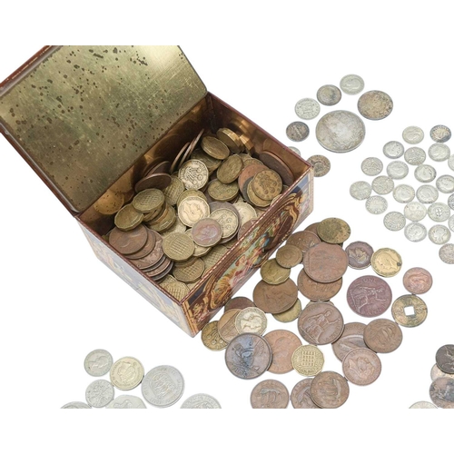 198 - Box Containing GB & World Coinage Including Silver. Small box containing quantity of GB coinage incl... 