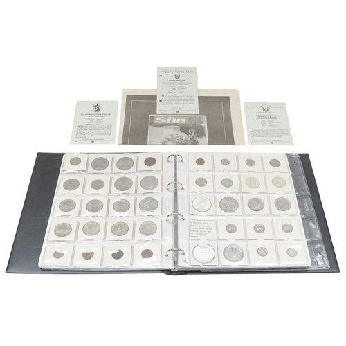 208 - Coin Collection in Album. Lot includes a USA 1992 silver dollar and a 1928 Peace Dollar, together wi... 