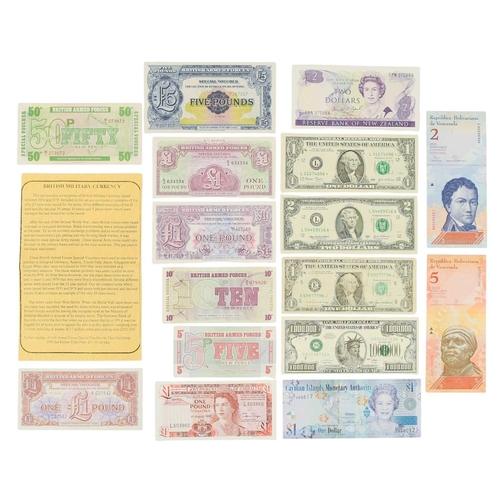 214 - Misc. Bank Notes x16. Lot comprises: Gibraltar £1 - 1988Cayman Islands $1New Zealand $2USA $1 x2USA ... 