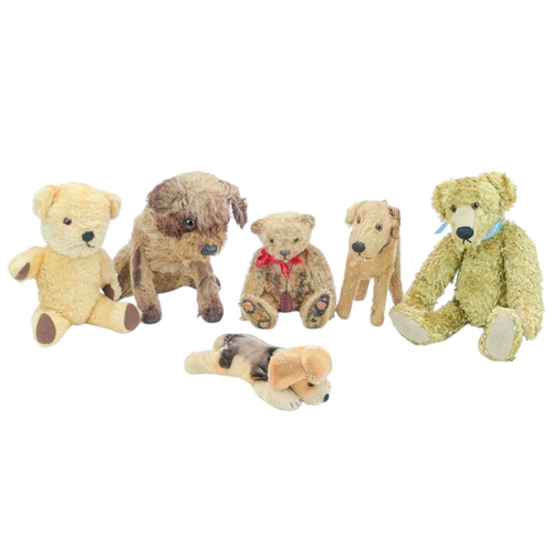 217 - A Chad Valley Airedale Terrier soft toy. Circa 1930s. Height 20.5cm. Together with a Steiff Beagle a... 