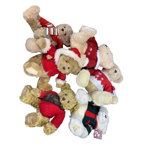 223 - A large collection of Harrods bears. Includes six Christmas bears, four Annual bears and ten other H... 