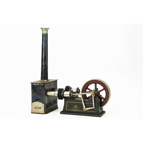 249 - A Georges Carette et Cie twin cylinder horizontal live steam engine model. Circa 1910, with a cast i... 