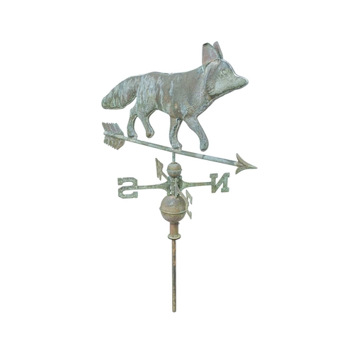 26 - A copper weathervane. modelled as a hollow fox above the compass points, length 82cm. Ex Gwel An Mor... 