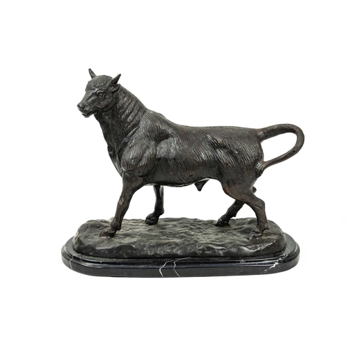 29 - After Antoine-Louis BARYE (French, 1795-1875). A bronze sculpture of a bull Raised on marble plinth ... 