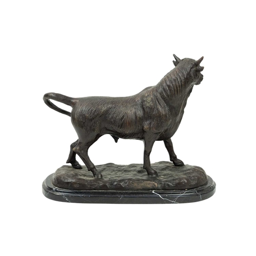 29 - After Antoine-Louis BARYE (French, 1795-1875). A bronze sculpture of a bull Raised on marble plinth ... 