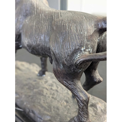29 - After Antoine-Louis BARYE (French, 1795-1875). A bronze sculpture of a bull Raised on marble plinth ... 