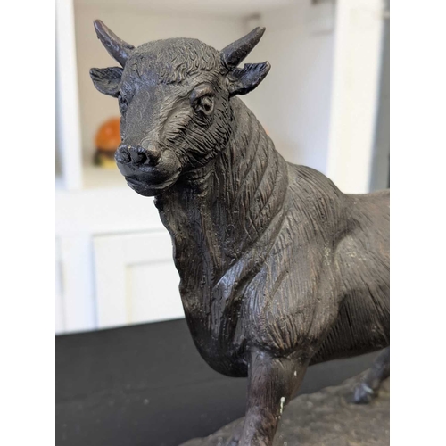 29 - After Antoine-Louis BARYE (French, 1795-1875). A bronze sculpture of a bull Raised on marble plinth ... 