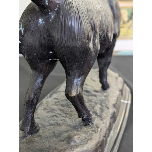 29 - After Antoine-Louis BARYE (French, 1795-1875). A bronze sculpture of a bull Raised on marble plinth ... 