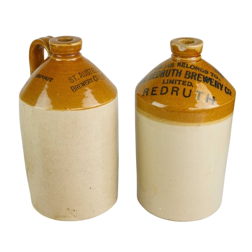 30 - Four Cornish stoneware flagons. Webb's Hotel Co Ld Liskeard, W & E.C.Carne Falmouth & Truro, Redruth... 