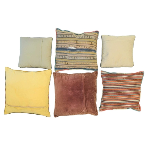 328 - A collection of kilim cushions. 50cm x 50cm and smaller, various designs with velvet, cotton and kil... 