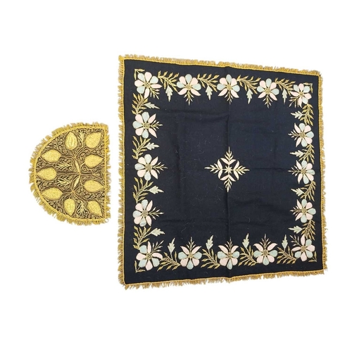 335 - An Ottoman embroidered child's waistcoat. Black felt with golden thread embroidered details handstit... 