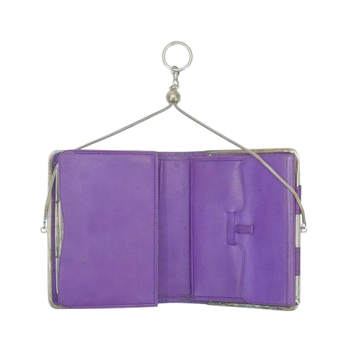 342 - A purple faux leather and sterling silver purse. Sent in 1905 by the Vanity Fair publicity departmen... 