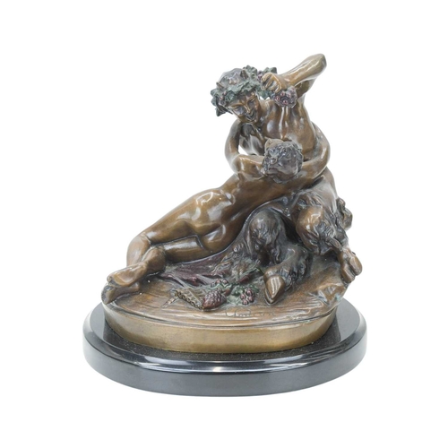 45 - After Claude MICHEL 'CLODION' (1738-1814). A 20th century painted bronze figure group, depicting Bac... 